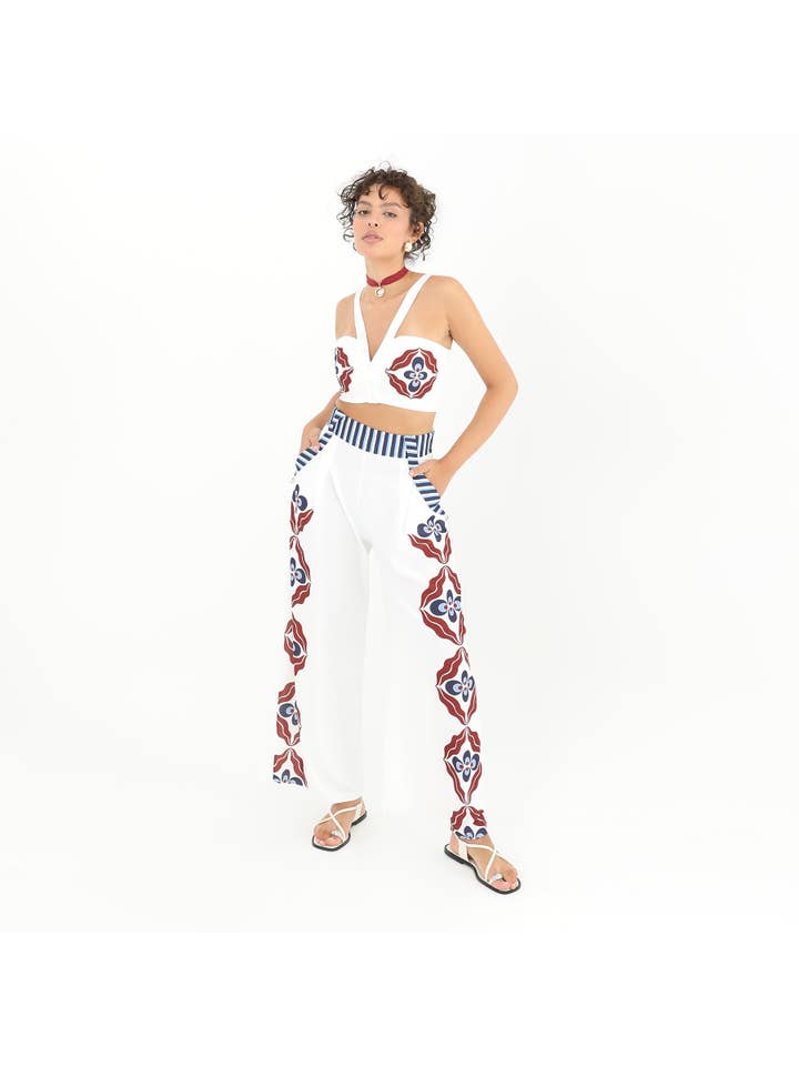 Pattern Exclusive Two-Piece Set – Print Crop Top & Wide-Leg Pants for wholesale on Faire4
