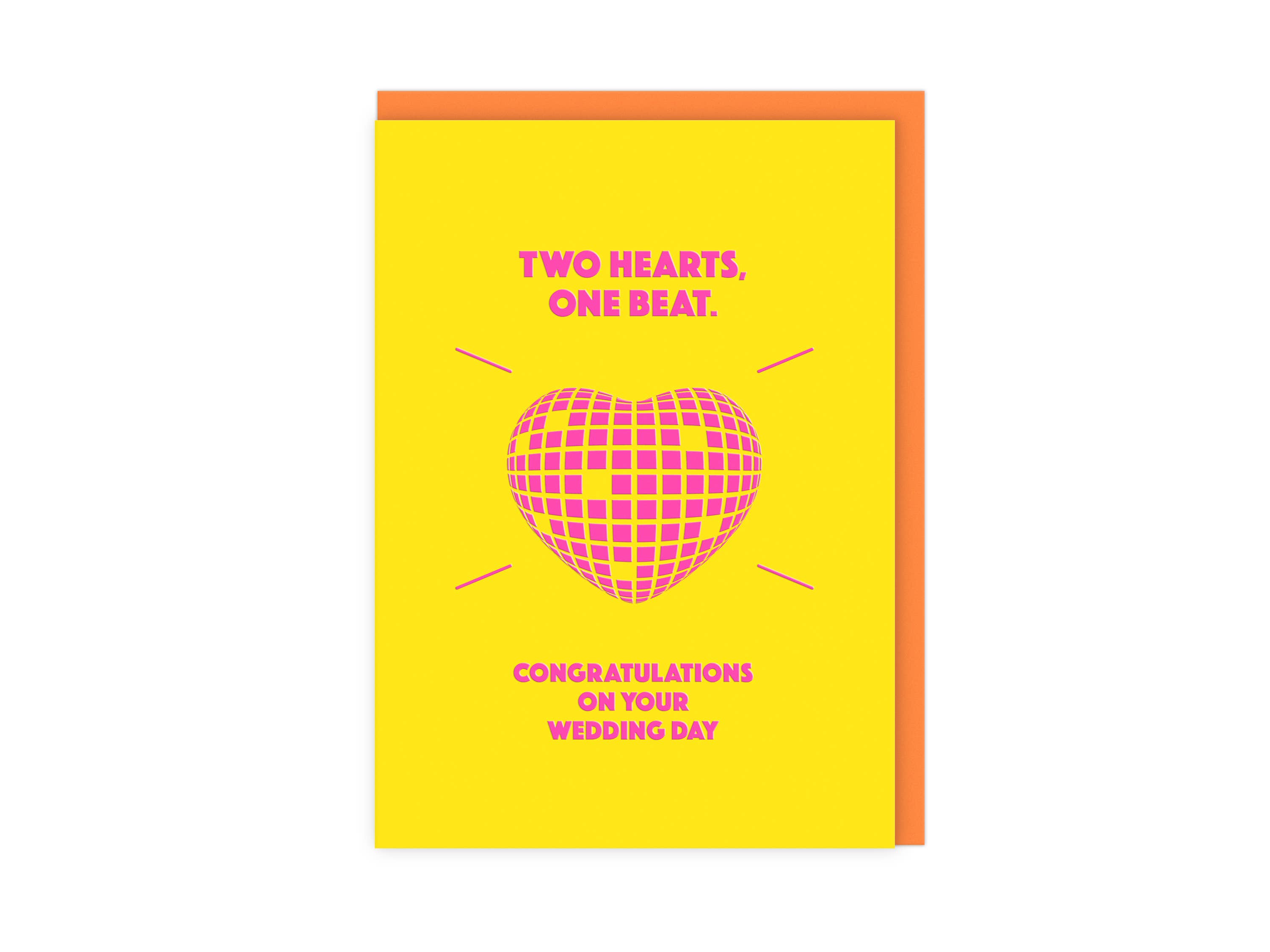 LoveLossDiscoballs – wholesale Wedding card – Two Hearts One Beat | Bright Modern Disco Ball Wedding Card