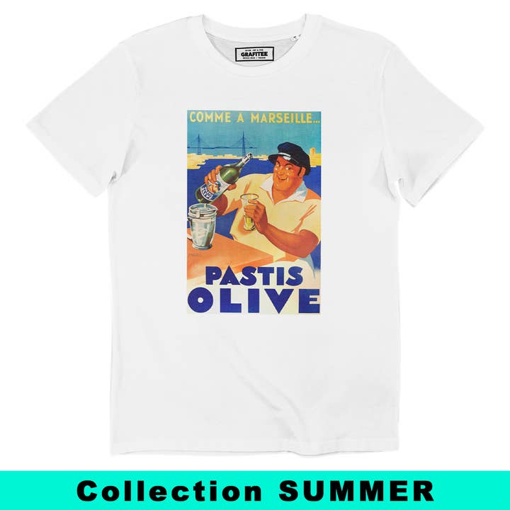 Grafitee - Wholesale Screen Printed T-Shirt - Unisex - Pastis Olive Marseille T-shirt - Graphic T-shirt France