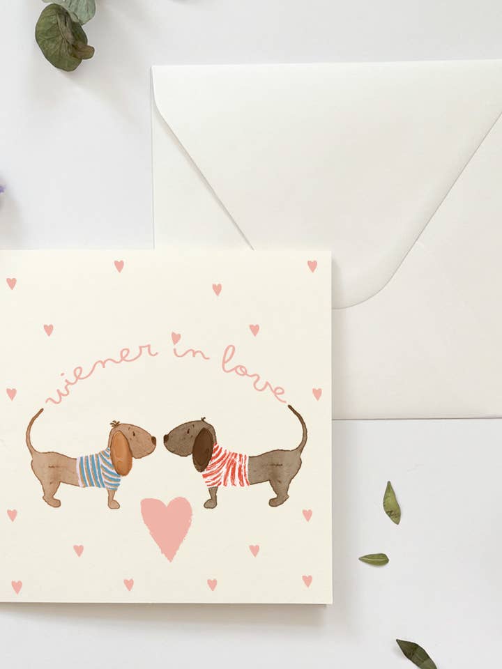 Wiener in Love – Dackel Grußkarte für den Großhandel von MiniDei