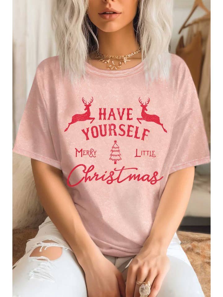 Rustee Clothing - Wholesale Screen Printed T-Shirt - Women's - MERRY LITTLE CHRISTMAS DEERS MINERAL GRAPHIC TSHIRTS3