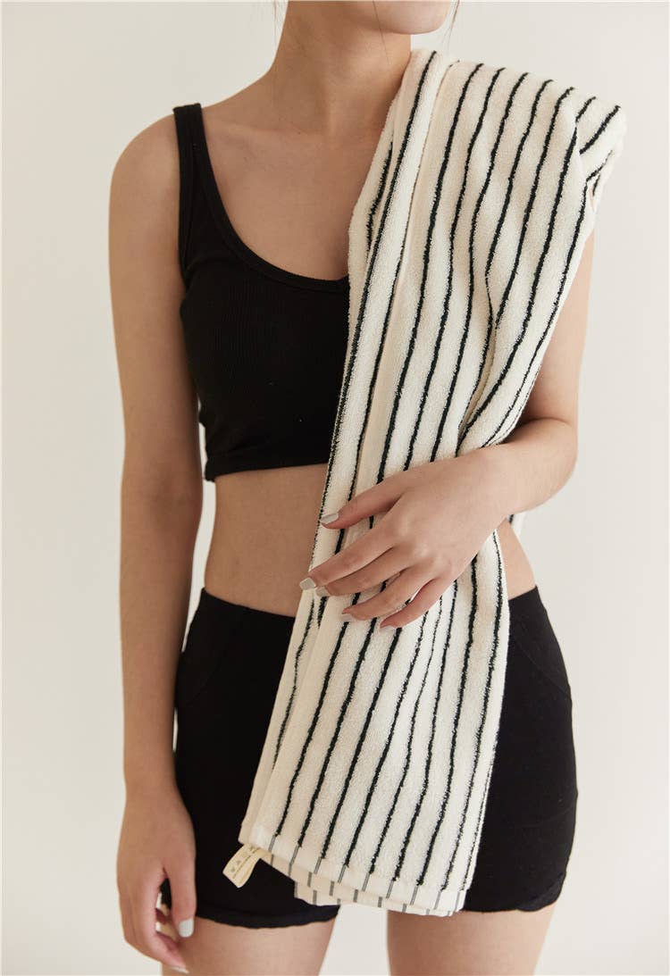 INSPECIAL HOME - Wholesale Bath Towel - Retro Style 100% Cotton Soft Absorbent Striped Bath Towel5