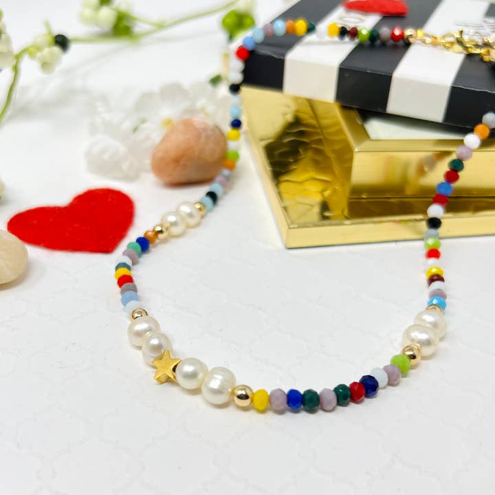 Tsjechische kralenchoker
Halsketting, roestvrij
Steel Star bedeltje voor wholesale door Melina Almonte Couture