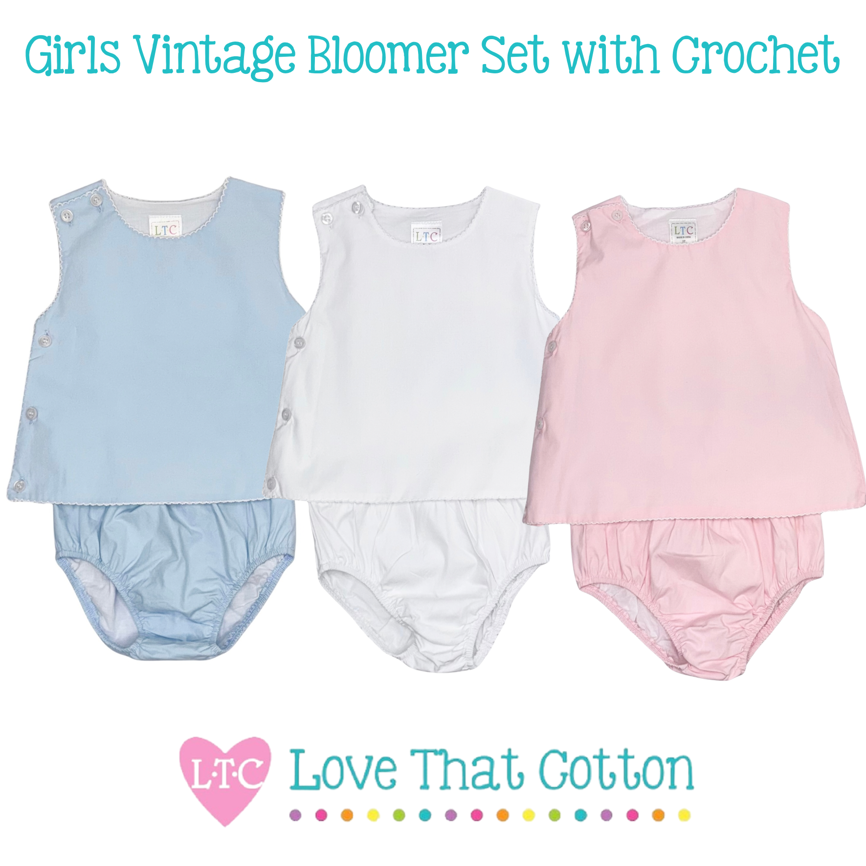 Love That Cotton – wholesale Clothing set – Baby – Girls Vintage Bloomer Set with Crochet2