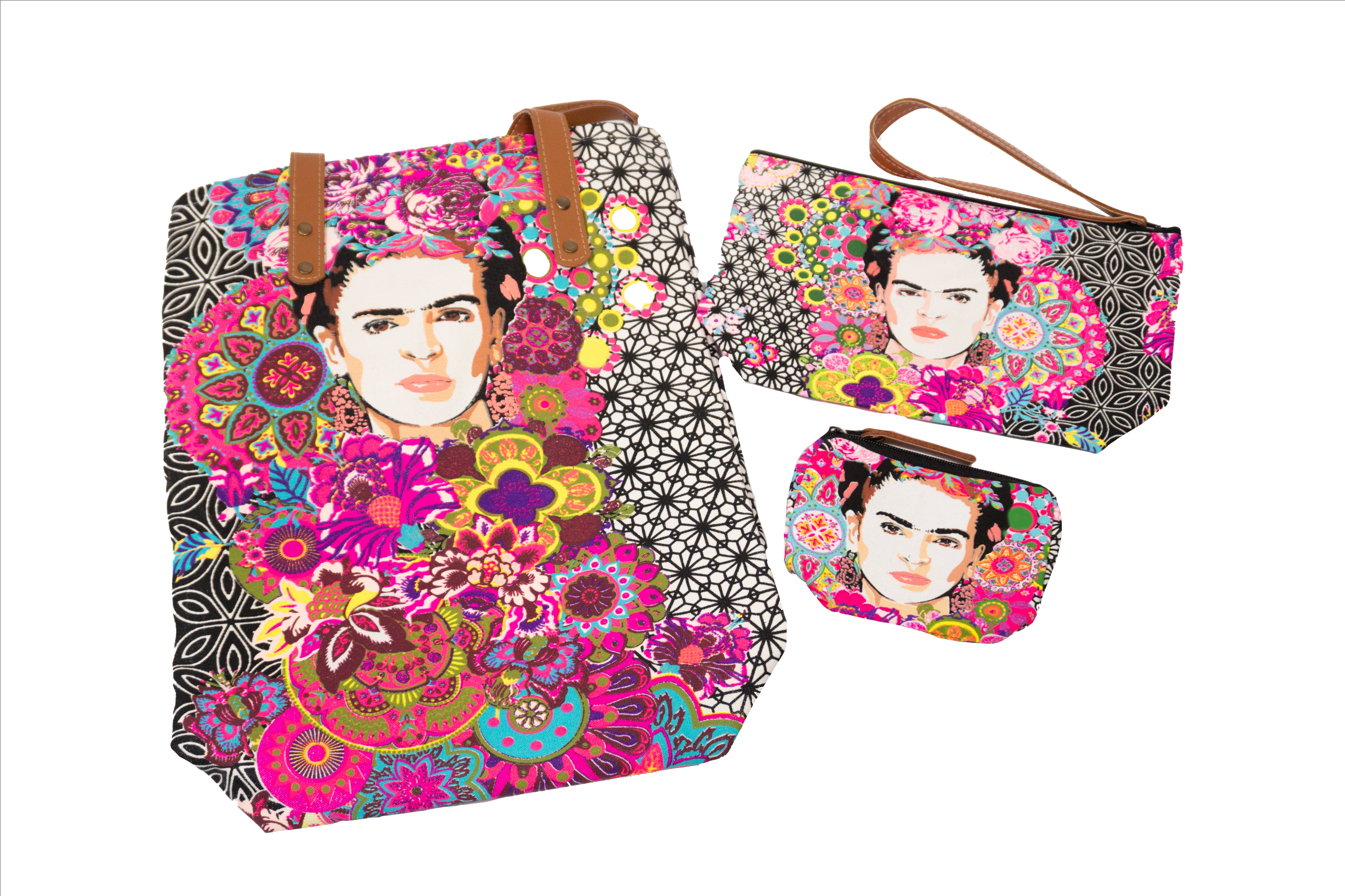 Lumily – Engroshandel Tote bag - Dame – Frida Kahlo Trykt Mulepose med Lynlås - Thailand8