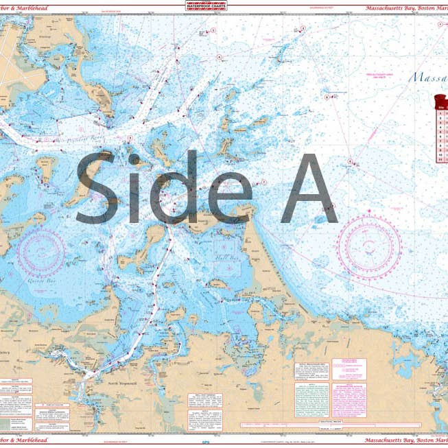 Carte de navigation de la baie du Massachusetts et du port de Boston 65 pour la vente par Waterproof Charts