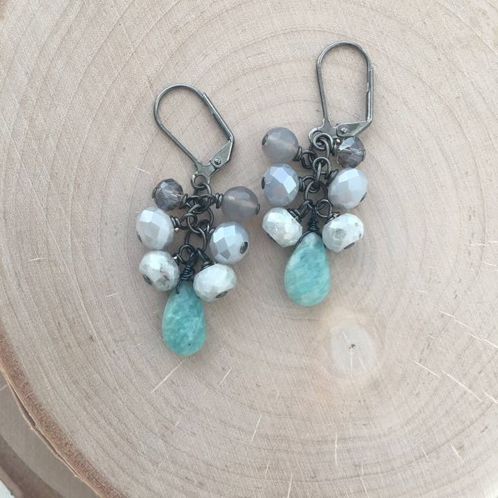 Dana Herbert – wholesale Hängande örhängen – Gunmetal Cluster örhängen4