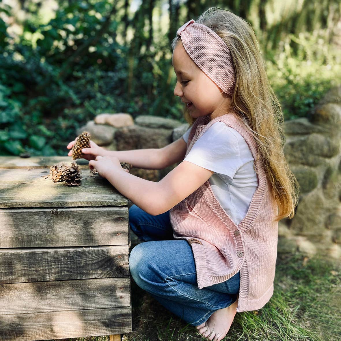 ALIAP - Vente Pull sans manches – enfant - Débardeur en laine mérinos avec poche kangourou 2016W4