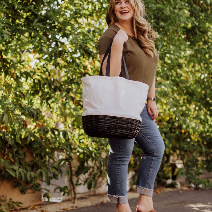 Picnic Time Family of Brands - Wholesale Beach Bag - Coronado Canvas and Willow Basket Tote