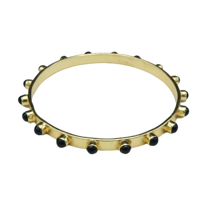 211-10-G | BRACELET JONC SEEMA (ONYX NOIR 4 MM SUR OR) pour la vente par Girl With A Pearl