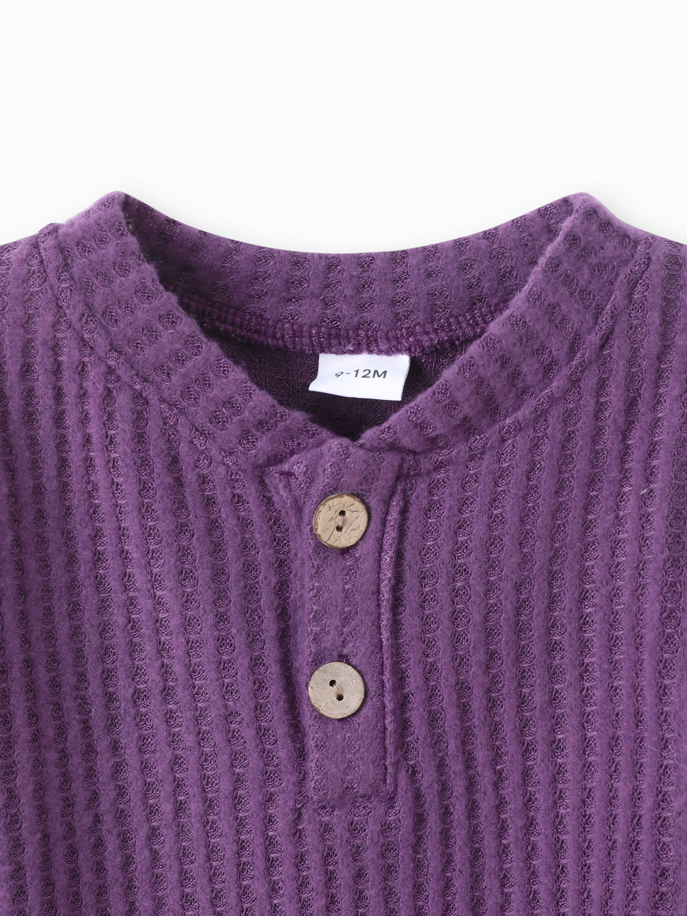 PatPat - Wholesale Clothing Set - Baby - 2pcs Solid Waffle Long-sleeve Baby Set18