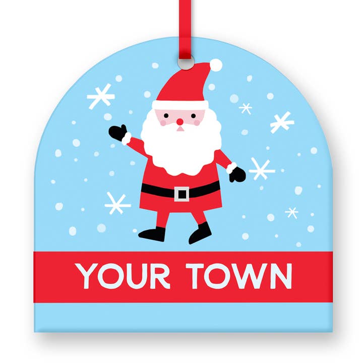 Adorno de Navidad Lindo Papá Noel, nombre personalizado de ciudad/estado para venta al por mayor de Rock Scissor Paper