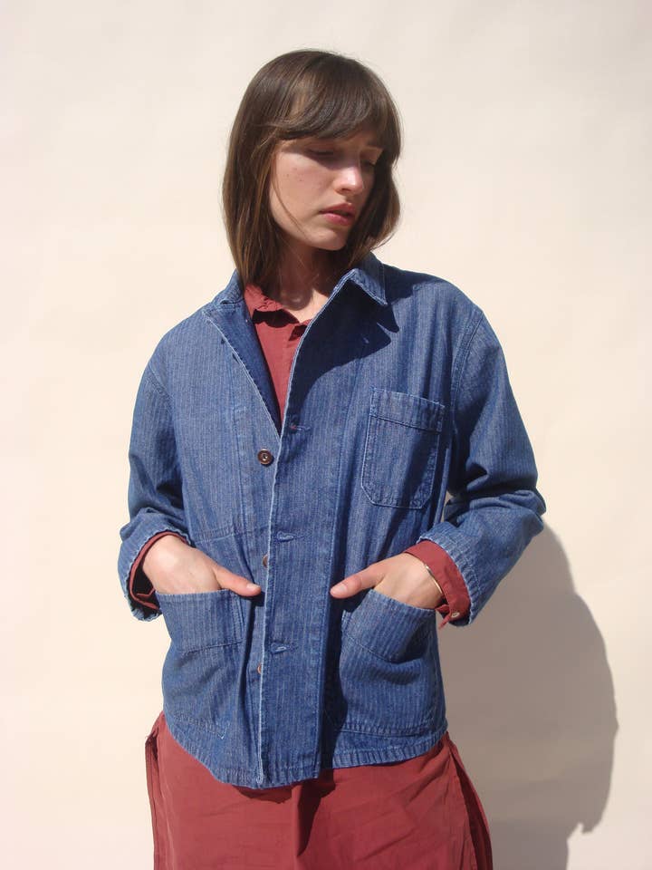 Rue Jacket - Denim Herringbone for wholesale by Emma Rothkopf