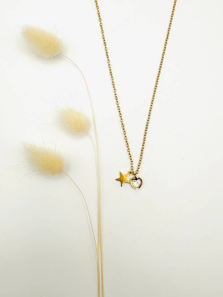 Halskette mit Herz und Stern — Goldpulver für den Großhandel von LOR CREATION