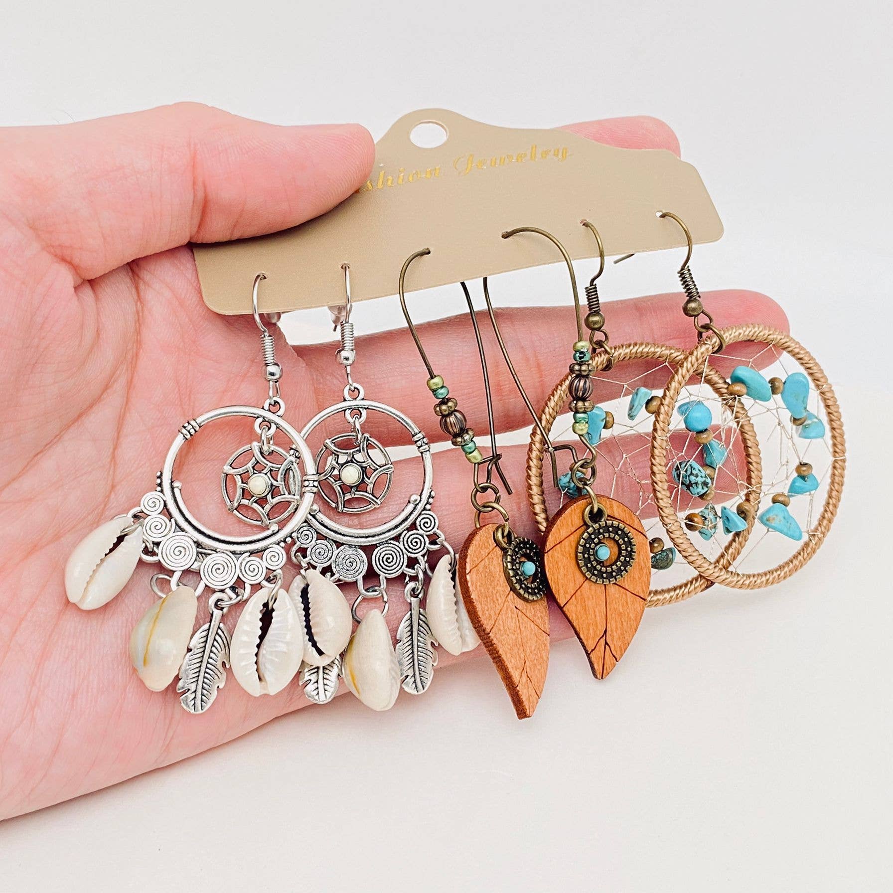 Mio Queena – wholesale Jewellery set – 3Pairs/set Boho Earrings in Different Styles - BJ42