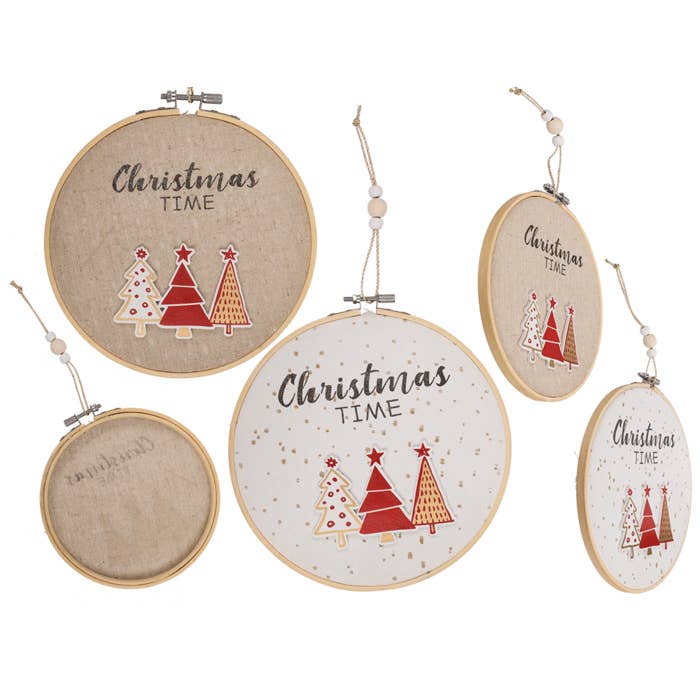 Round wooden frame with Jute, Christmas Time, for wholesale by Out of the blue KG