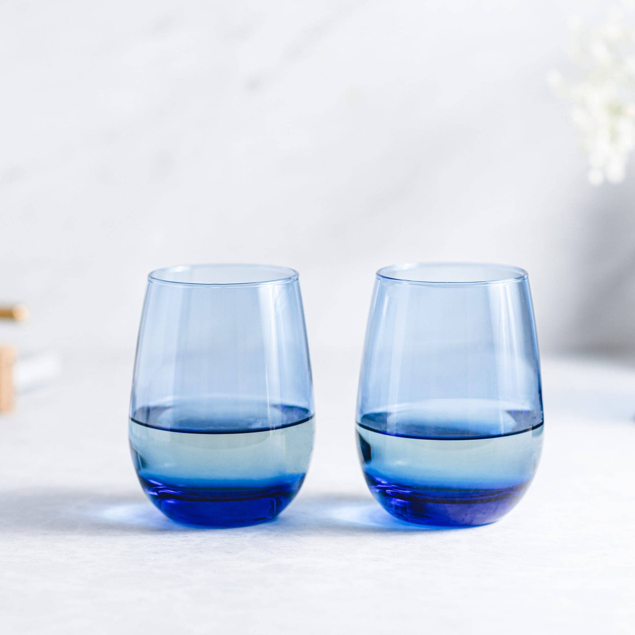Libbey - Wholesale Wine Glass - Libbey Classic Blue All Purpose Stemless Wine Glasses, 15.25 ounce, Set of 61