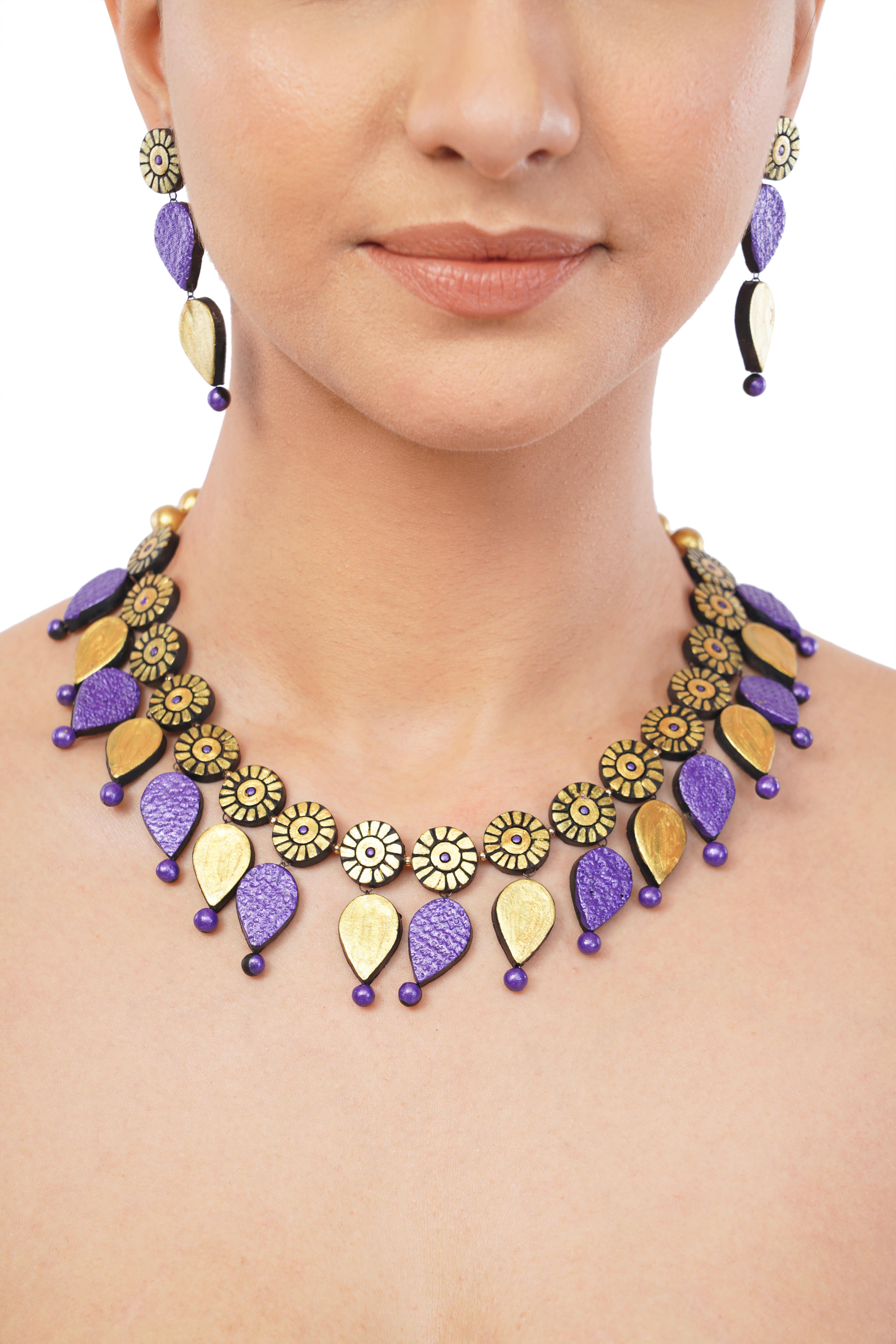 House of Kraft - Wholesale Jewelry Set - Water Droplet Jewelry Set | Clay Jewelry | Purple Jewelry19