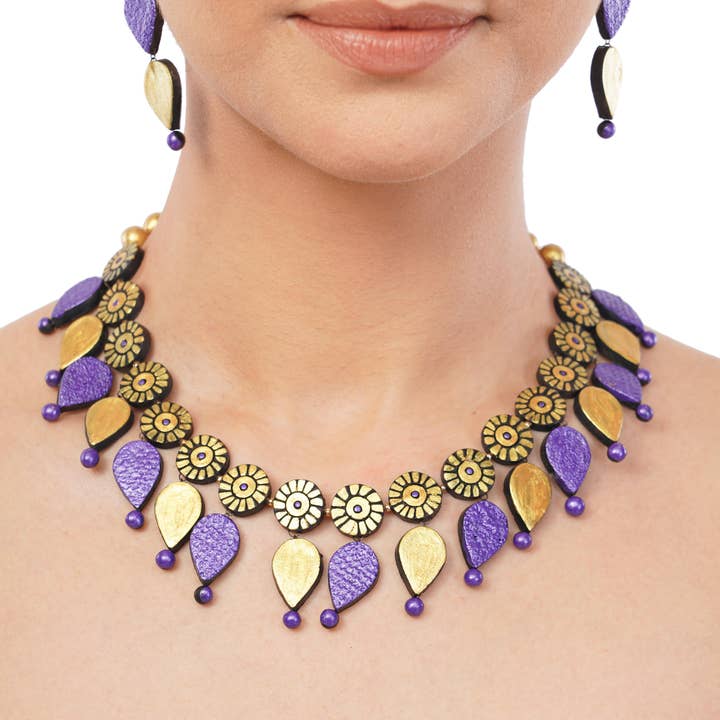 House of Kraft - Wholesale Jewelry Set - Water Droplet Jewelry Set | Clay Jewelry | Purple Jewelry19