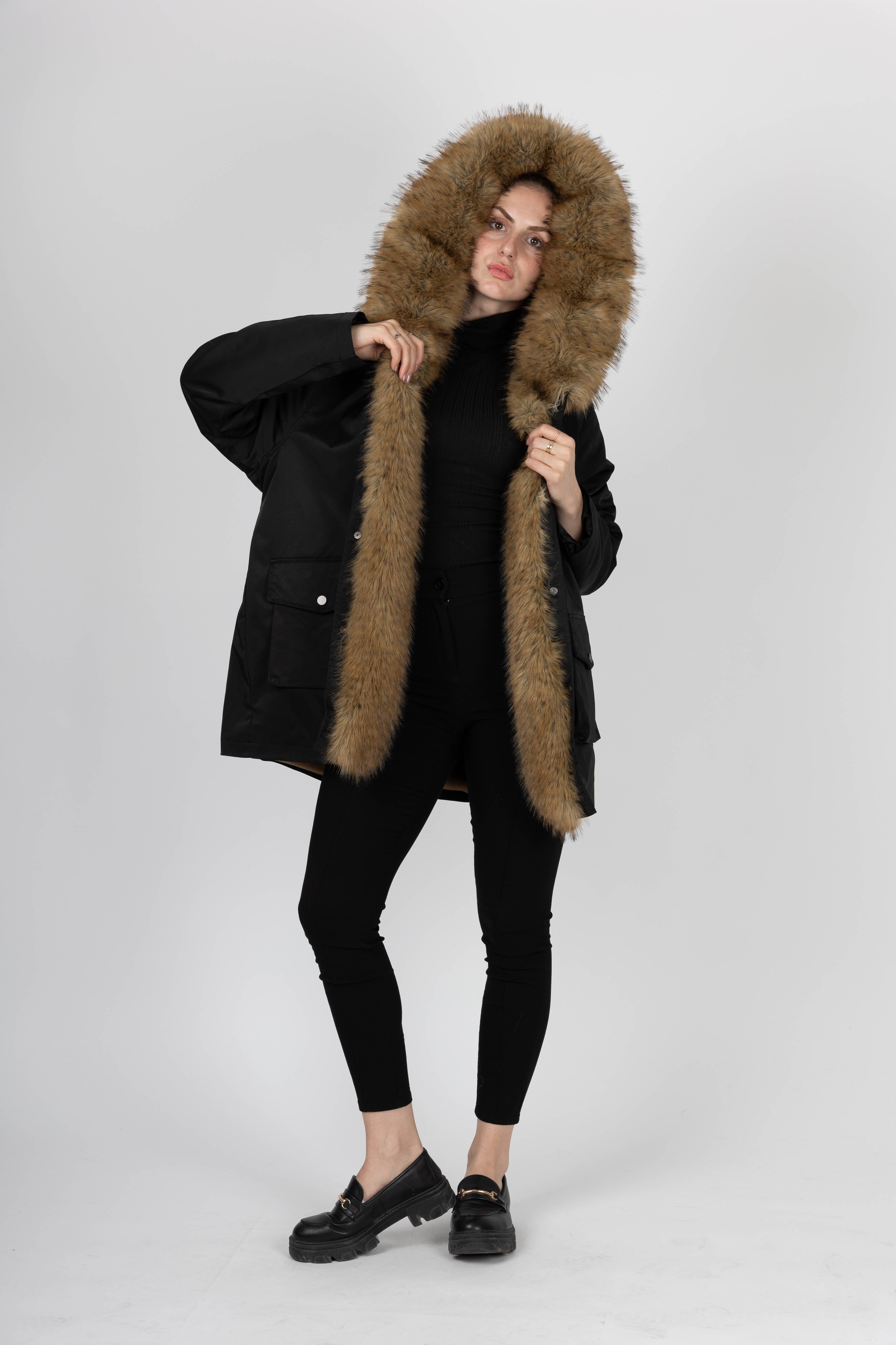 KZELL PARIS - Vendita all'ingrosso Parka - Donna - CAPPOTTO CON INTERNO E COLLO IN PELLICCIA SINTETICA7
