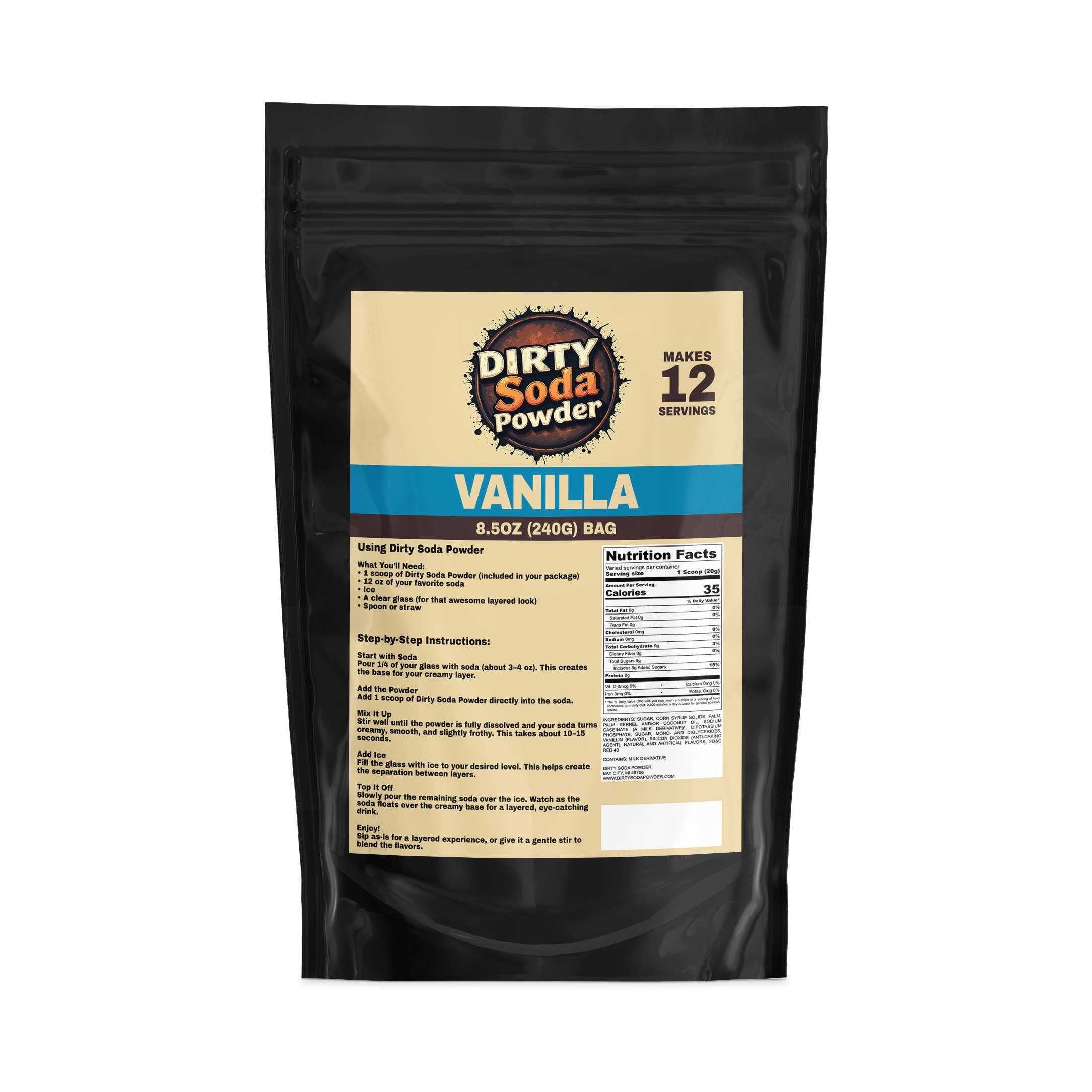 Dirty Soda Powder - Venta al por mayor Kit para preparar bebidas - Polvo de Soda Sucia de Vainilla 🍦 - Mezcla de Soda Todo en Uno1
