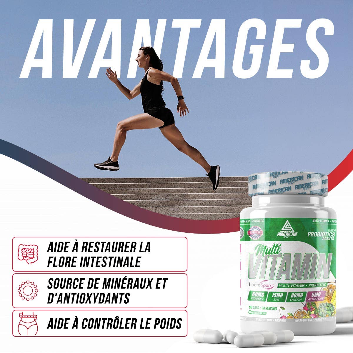 AMERICAN SUPLEMENT S.L. – wholesale Oralt tillskott/Vitamin – American Supplement | Multivitaminkombo + probiotika 60 kapslar7