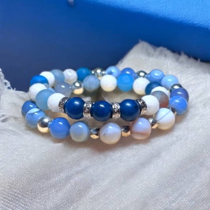 Ædelsten og sølv hæmatit viklearmbånd for engroshandel hos Supr Nova Wrists