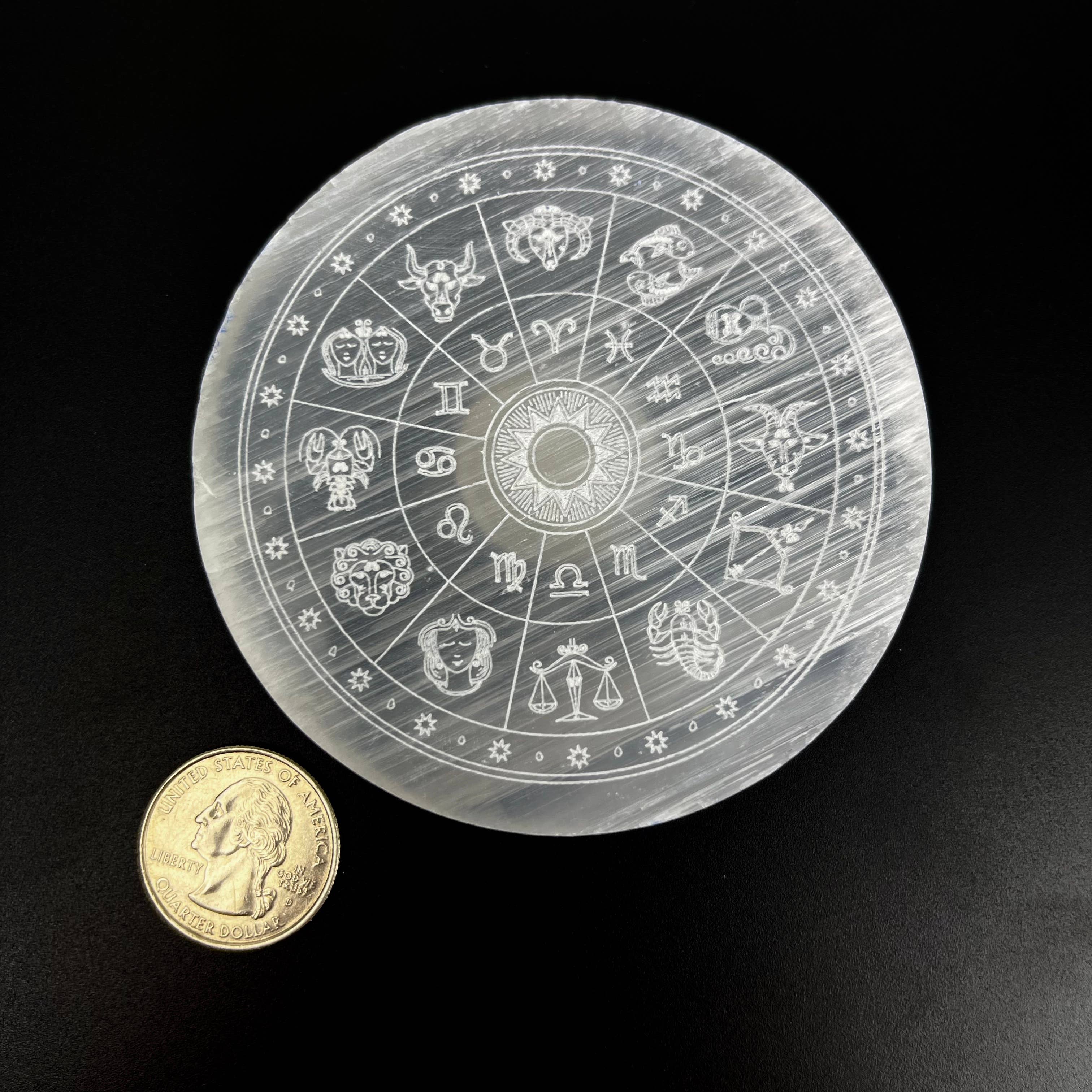 Pelham Grayson Rose - Wholesale Crystal Charging Plate - Selenite | Zodiac Wheel Crystal Charging Plate | Morocco3