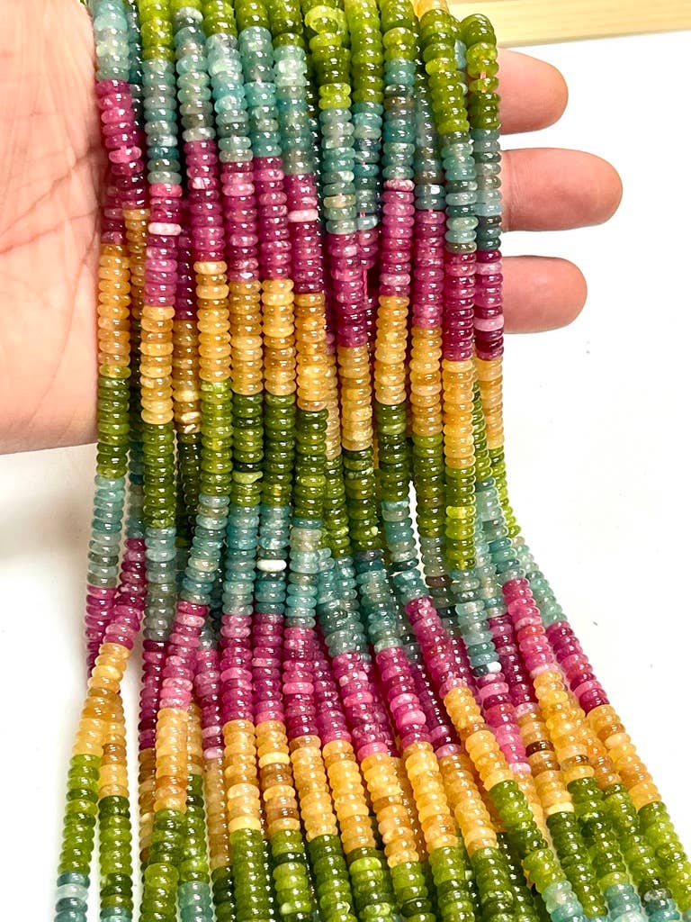 TRIVENI USA INC – wholesale Pärlor – 6 mm flerfärgade kvarts ädelstens heishi däckpärlor strängar3