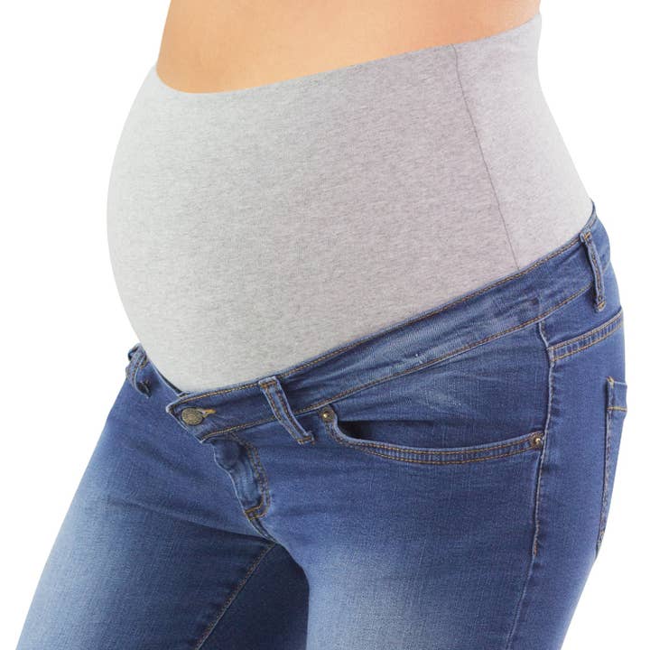 Washed maternity jeans 5 pocket-Slim Fit-light blue for wholesale on Faire7