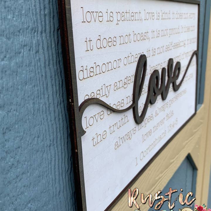Love 1 Corinthians Sign for wholesale by Rustic Ruby Decor and More LLC