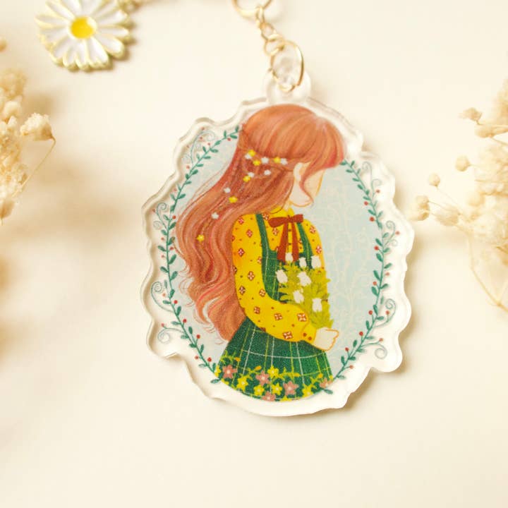 Cottagecore acrylic keychain charm for wholesale by ponyolaconca