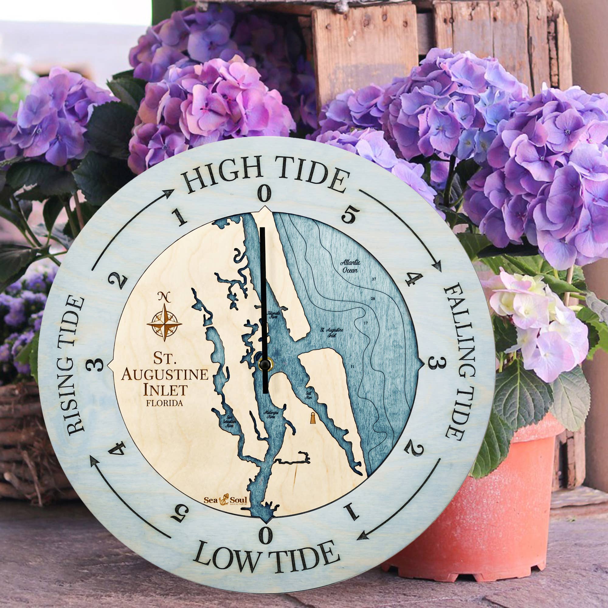 Sea & Soul Nautical Chart Art - Wholesale Wall Clock - Florida East Coast Nautical Chart Tide Clock-Many Locations6