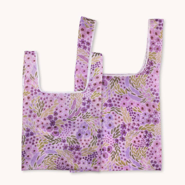 Lilac Floral Reusable Bag for wholesale by Elyse Breanne Design