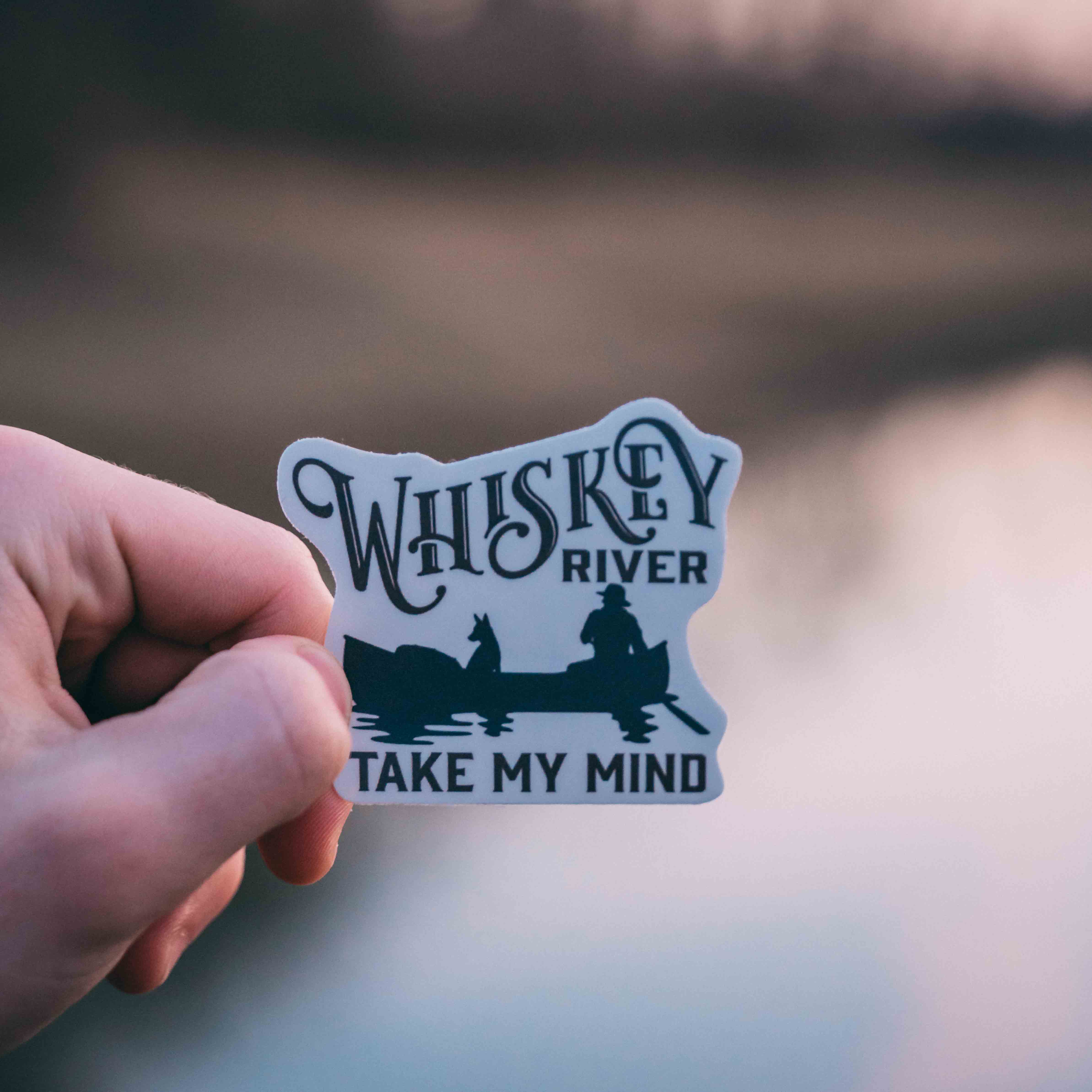 Hey Bear Outdoors - Wholesale Sticker - Whiskey River Take My Mind Canoeing with Dog Sticker3