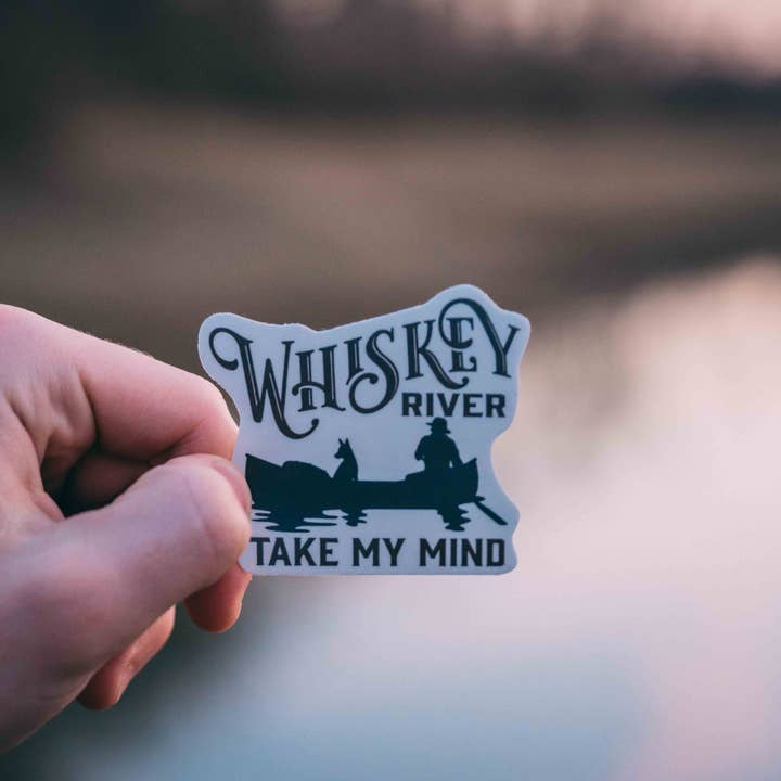 Hey Bear Outdoors - Wholesale Sticker - Whiskey River Take My Mind Canoeing with Dog Sticker3
