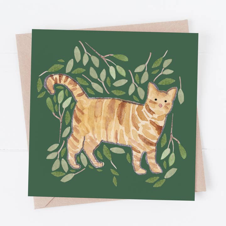 Tabby Cat blank greeting card for wholesale by Samantha Hall Designs