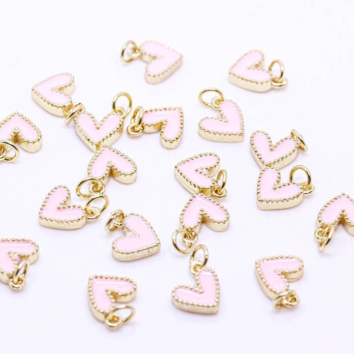 Jewel Pledge - Wholesale Individual Charm/Pendant - Gold Enamel Heart Charm in Various Colors, CPG1517