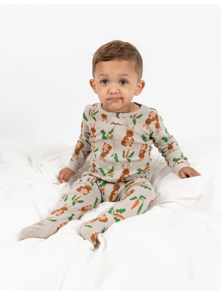 Leveret Pajamas - Vendita all'ingrosso Pigiamino - Neonati - Coniglietti pigiama con piedi per bambini per la primavera