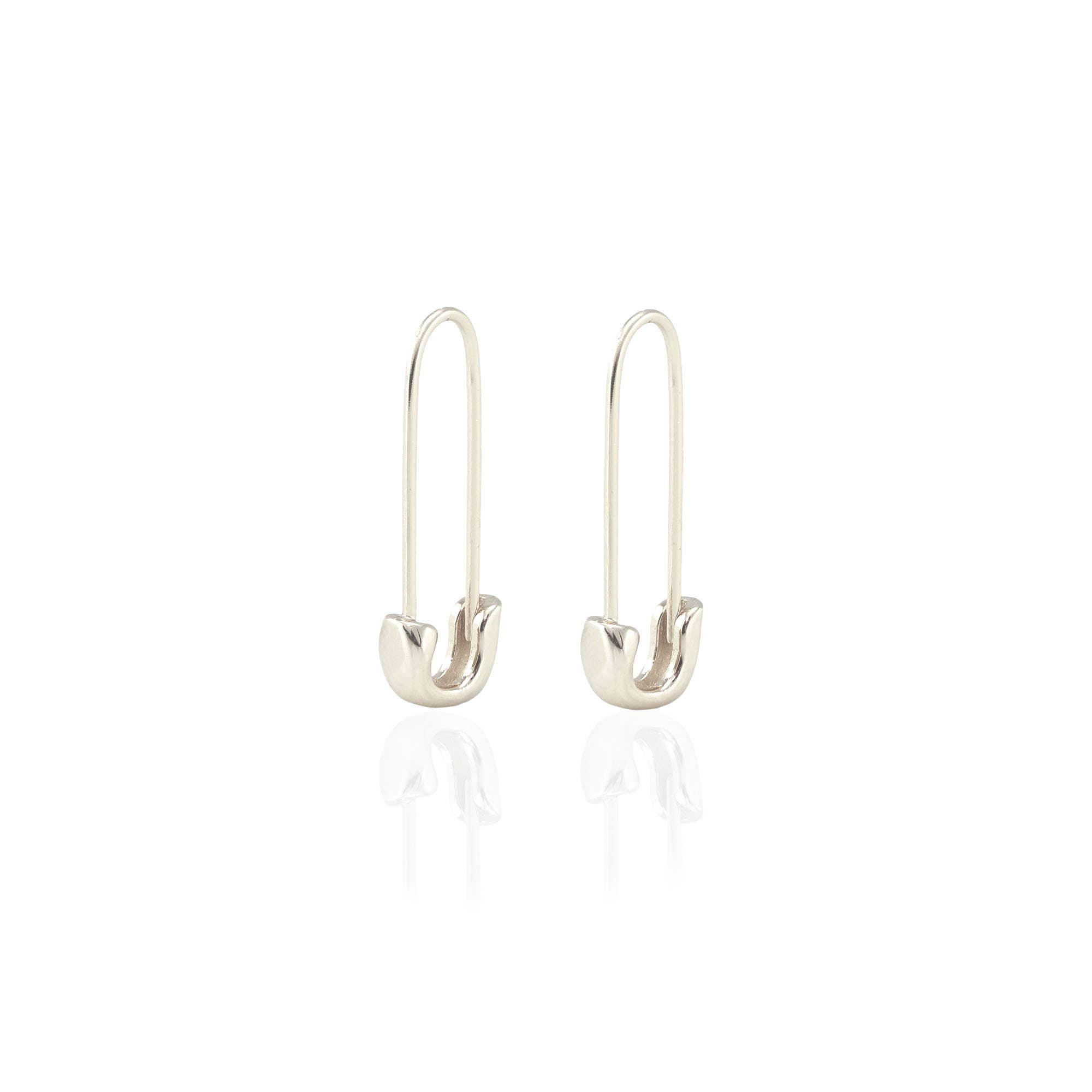Kris Nations - Wholesale Hoop Earrings - Safety Pin Hoop Earrings 18K Gold Vermeil | Sterling Silver 22mm Length Hoops Nickel Free Hypoallergenic Ships from CA8