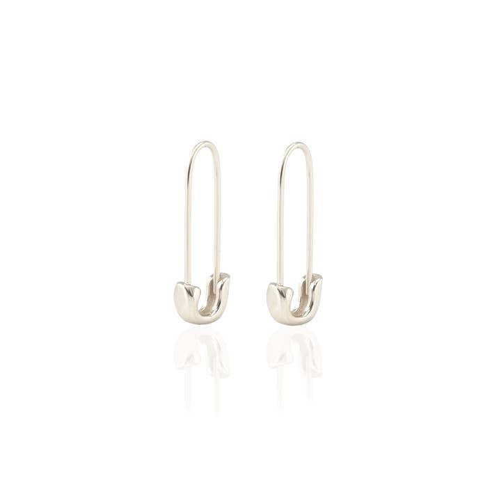 Kris Nations - Wholesale Hoop Earrings - Safety Pin Hoop Earrings 18K Gold Vermeil | Sterling Silver 22mm Length Hoops Nickel Free Hypoallergenic Ships from CA8