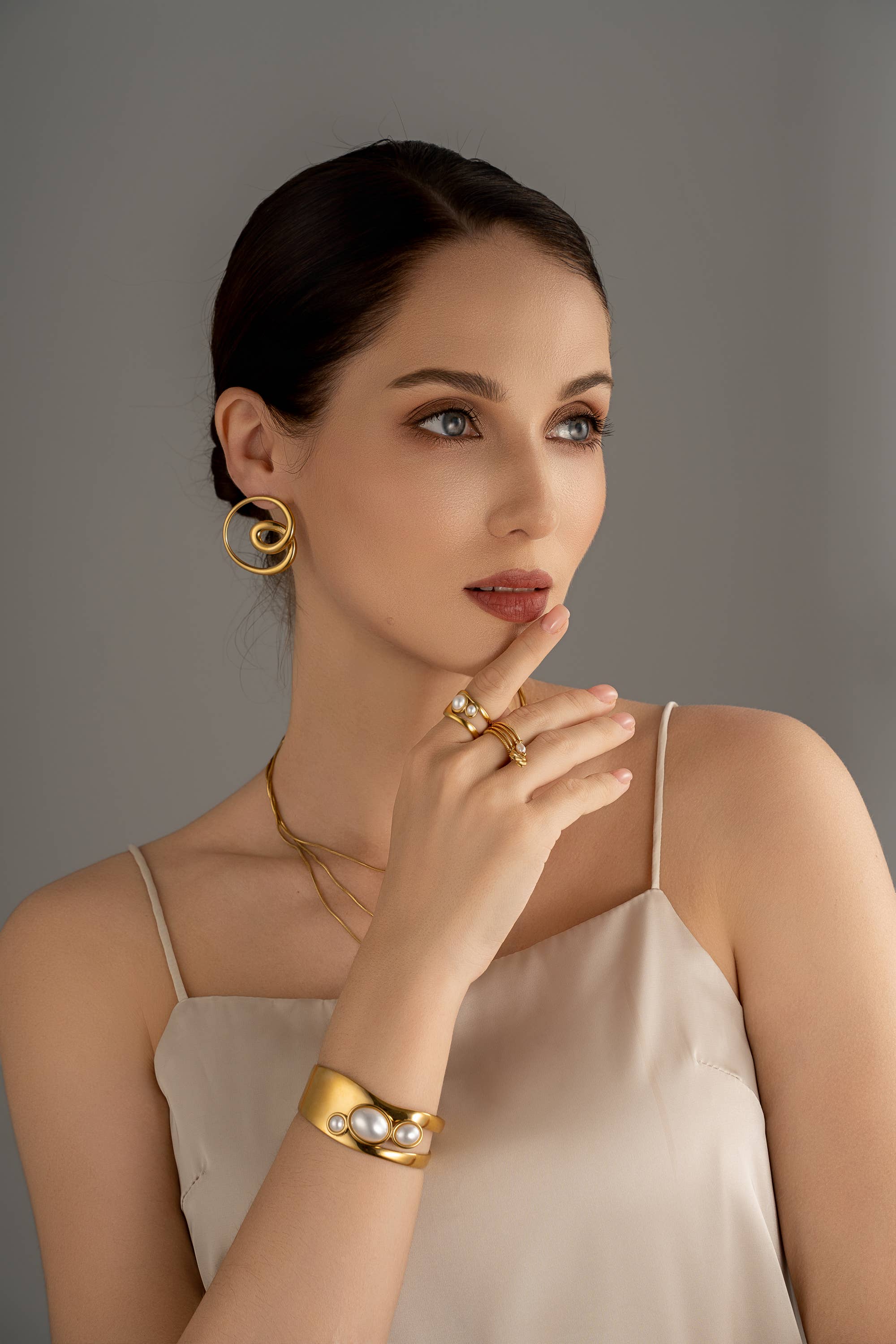 COSMOS - Wholesale Single Stone/Solitaire Ring - Modern design stainless steel ring adorned with natural stone5