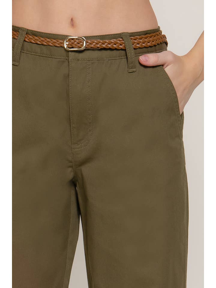 Active Basic | Active USA - Wholesale Pants - Women's - Chino Pants with Braided Belt15