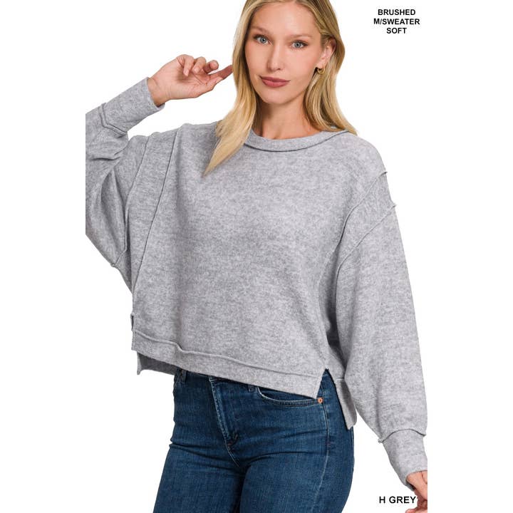 Apolline - Wholesale Sweatshirt - Women's - Brushed melange hacci oversized sweater8