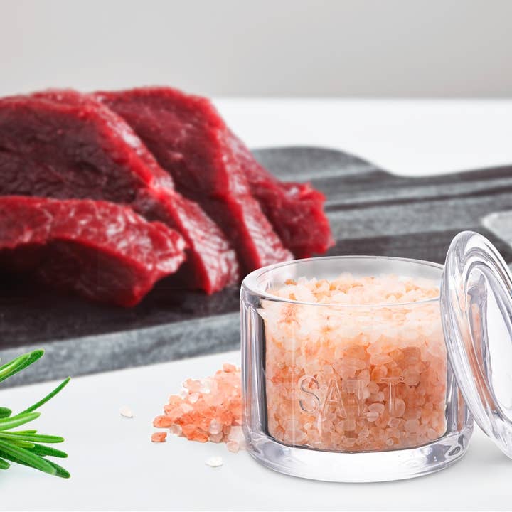 Kook - Wholesale Salt Mill - Kook Embossed Salt Cellar & Lid, Pressed Glass, 10 oz2