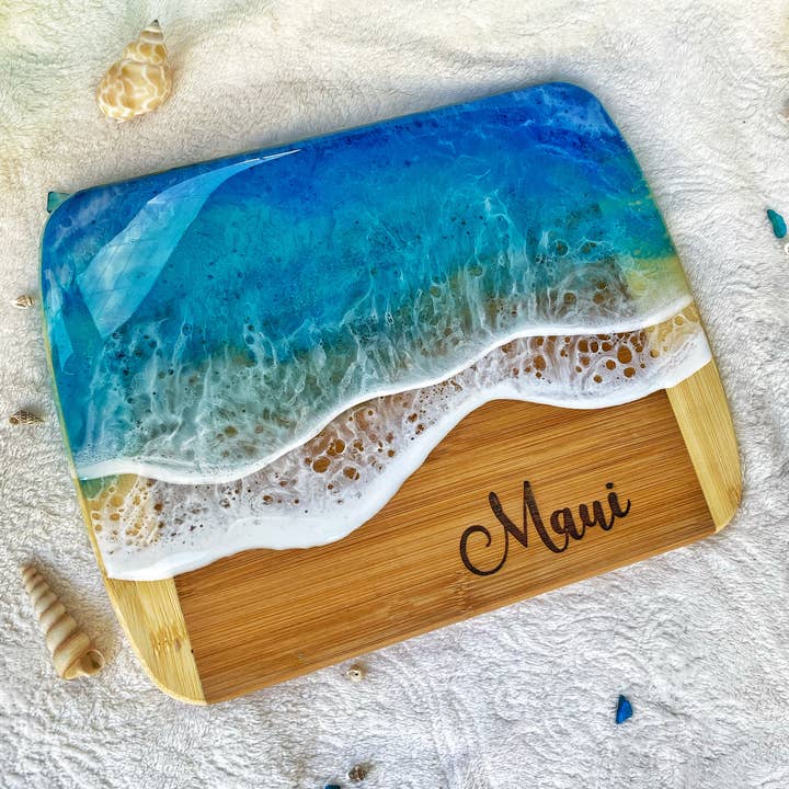 TBM Creations LLC - Wholesale Cheese Board - NEW | MAUI Ocean Charcuterie board Maui made| Serving board1