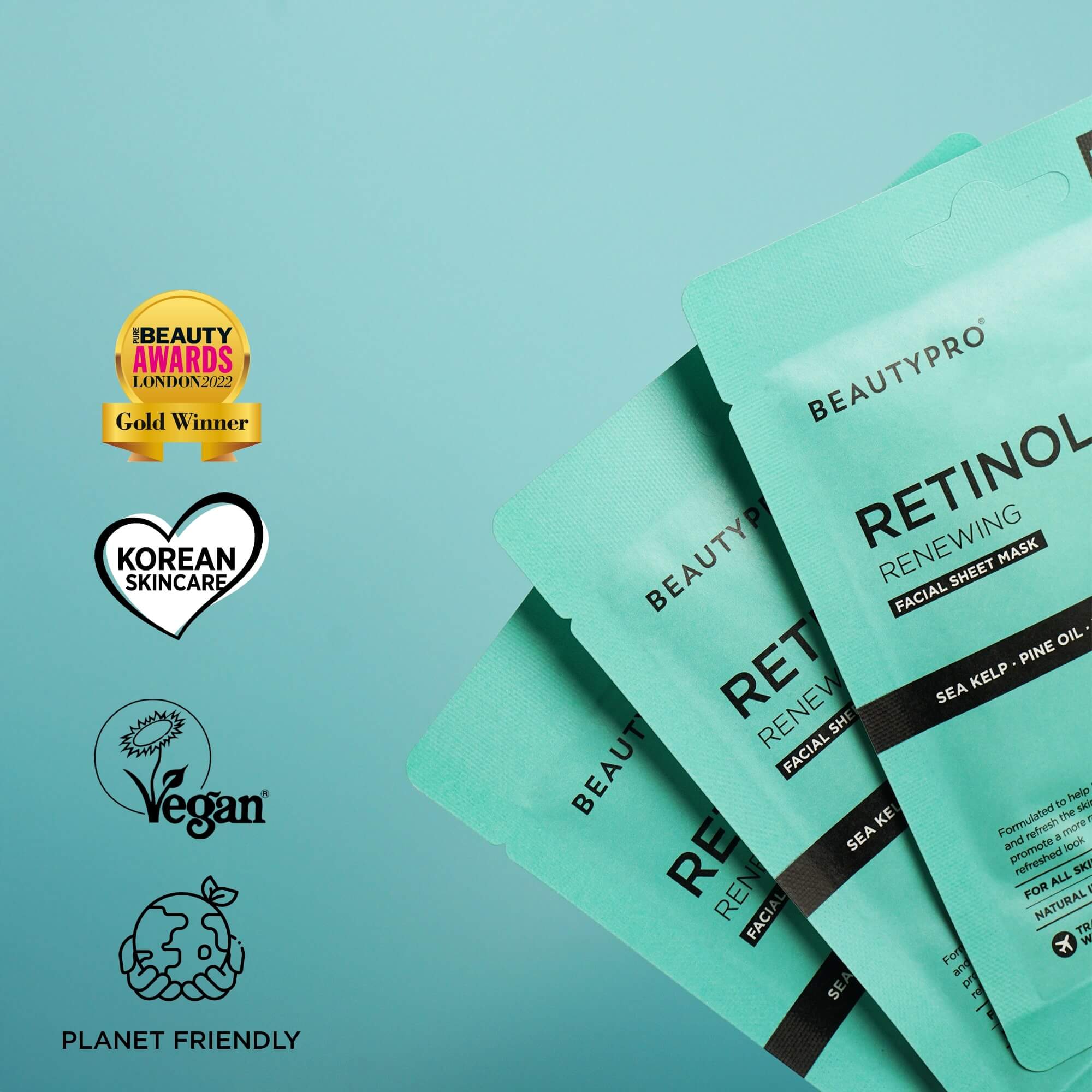 BEAUTYPRO – wholesale Skincare face mask – RETINOL Renewing Facial Sheet Mask  - 100% Biodegradable4