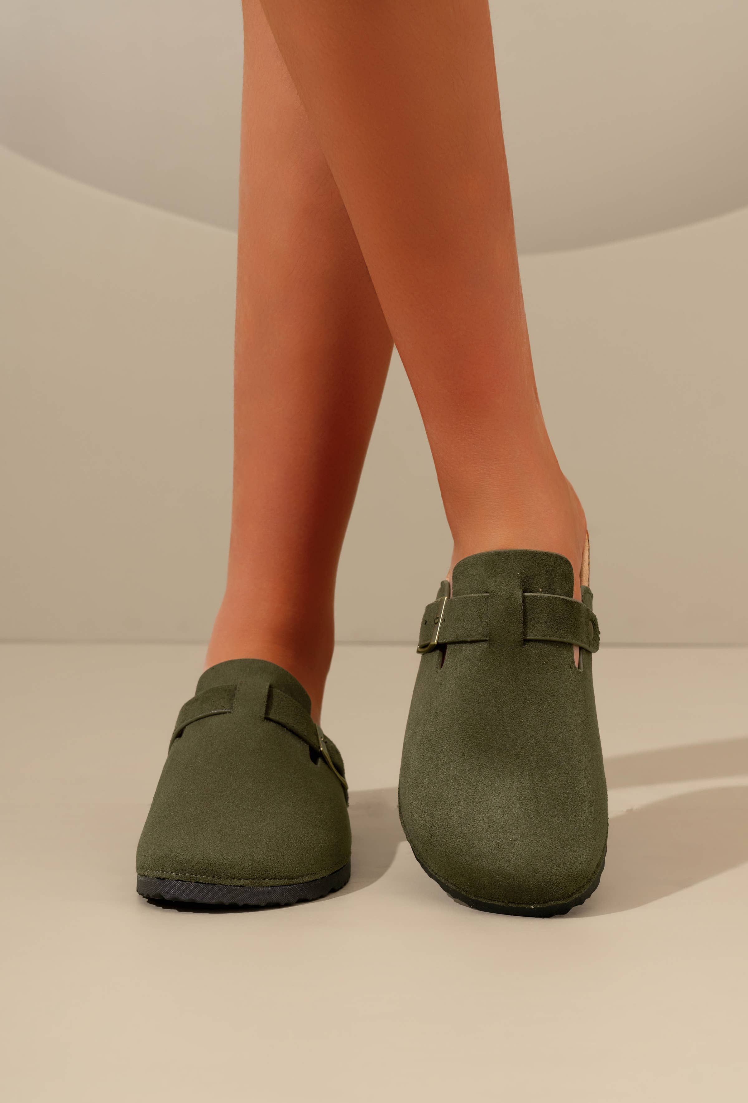 C'M PARIS - Wholesale Mules - Women's - Classic Suedette Mule with Buckle 211011