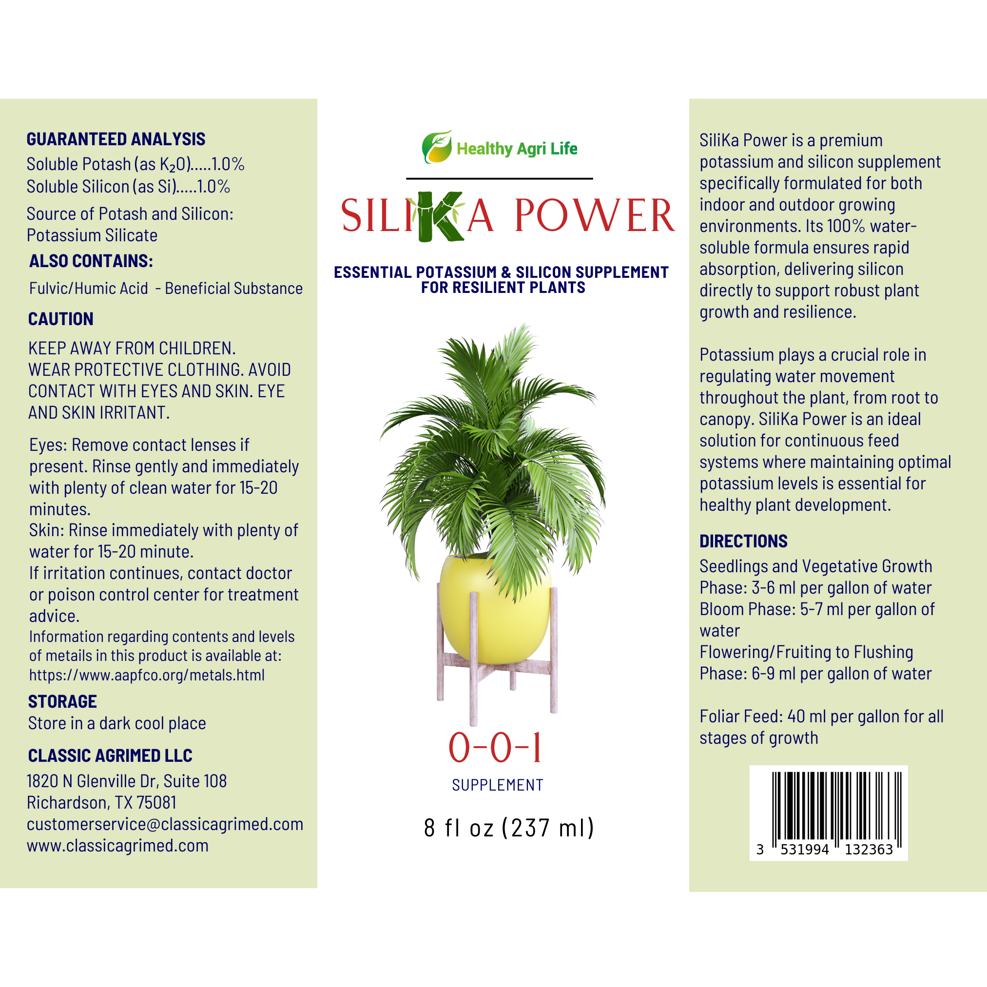 Healthy Paw Life - Wholesale Fertilizer - SiliKa Power – Premium Liquid Silica Plant Fertilizer and Supplement to Strengthen, Protect and Boost Growth 8 oz4