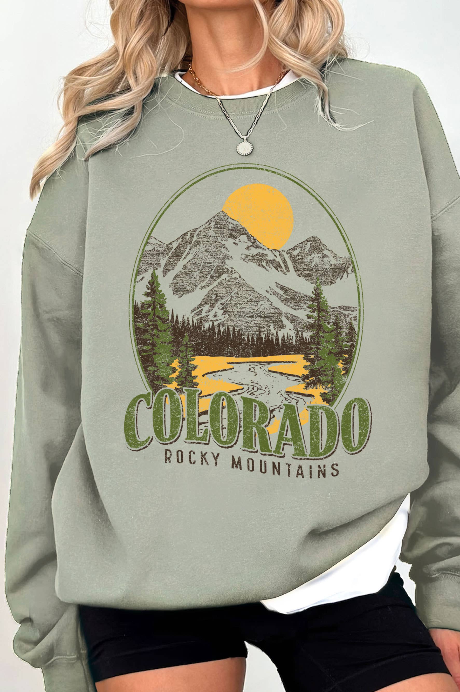 Rustee Clothing - Vente Sweat-shirt à imprimés – unisexe - SWEAT-SHIRTS BROSSÉS GRAPHIQUES DES MONTAGNES ROCHEUSES DU COLORADO 4